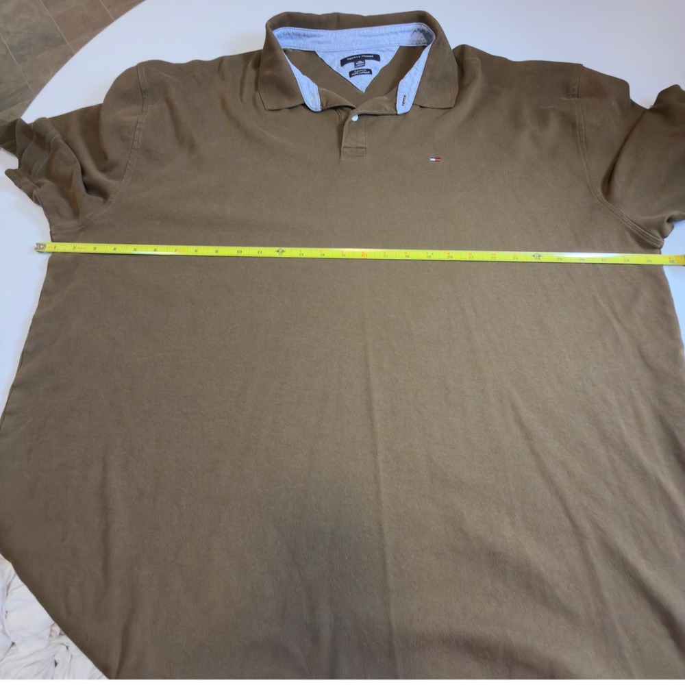 Tommy Hilfiger Mens 4XL Brown Classic Fit Short Sleeve Pique Polo Shirt Logo - Picture 8 of 9
